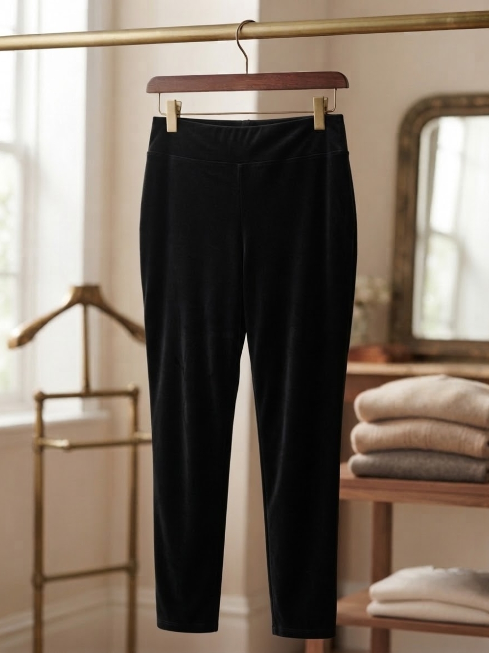 Cuddl Duds Black Valour Pull-On Leggings Size 2x (22W-24W)